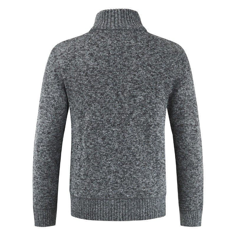 Herren-Strickjacke aus Wolle mit Stehkragen, Reißverschluss und warmem Karofutter, Ansicht 6