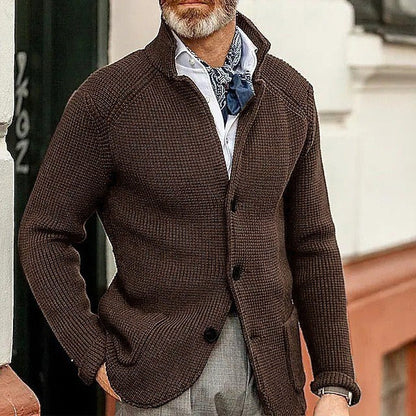 Herren-Strickjacke mit Stehkragen, Knopfleiste und aufgesetzten Taschen, Ansicht 8