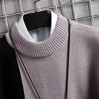 Herren-Strickpullover im Patchwork-Design mit Rundhals und elastischen Bündchen, Ansicht 6