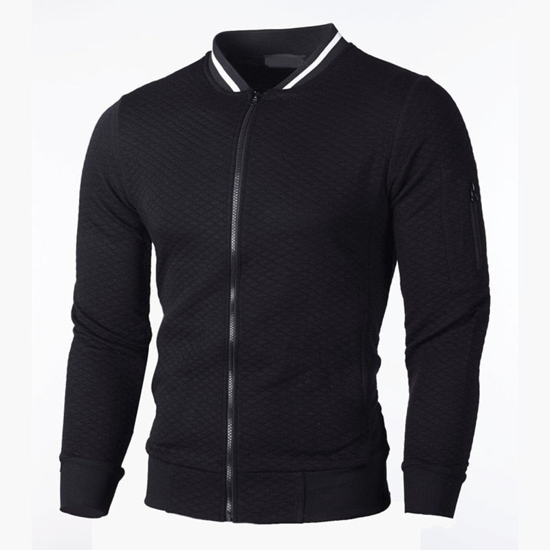 Herren-Sweatjacke mit Rautenstruktur, Reißverschluss und kontrastierenden Bündchen, Ansicht 7