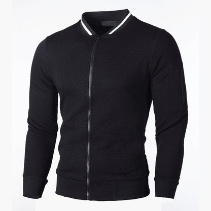 Herren-Sweatjacke mit Rautenstruktur, Reißverschluss und kontrastierenden Bündchen, Ansicht 7