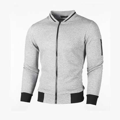 Herren-Sweatjacke mit Rautenstruktur, Reißverschluss und kontrastierenden Bündchen, Ansicht 8