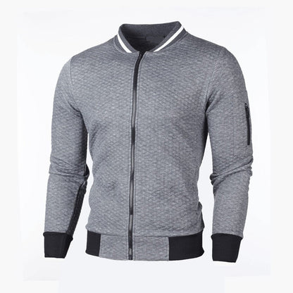 Herren-Sweatjacke mit Rautenstruktur, Reißverschluss und kontrastierenden Bündchen, Ansicht 9