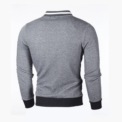 Herren-Sweatjacke mit Rautenstruktur, Reißverschluss und kontrastierenden Bündchen, Ansicht 10