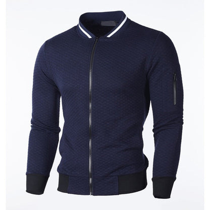 Herren-Sweatjacke mit Rautenstruktur, Reißverschluss und kontrastierenden Bündchen, Ansicht 12