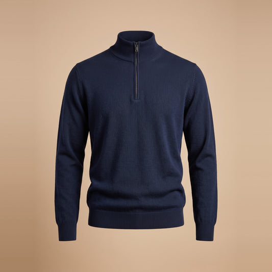 Herren-Troyer aus Merinowolle in Navy, Vorderansicht