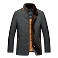 Herren-Winter-Steppjacke mit Plüsch-Stehkragen, Knopfleiste und Paspeltaschen