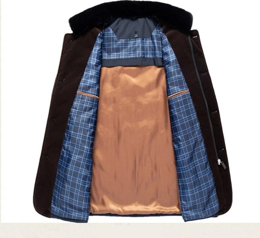 Herren-Winter-Steppjacke mit Plüsch-Stehkragen, Knopfleiste und Paspeltaschen, Ansicht 5