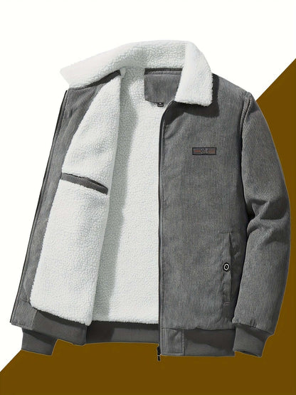 Herren-Winterjacke aus Cord mit Teddyfutter, Teddykragen und Reißverschluss, Ansicht 4
