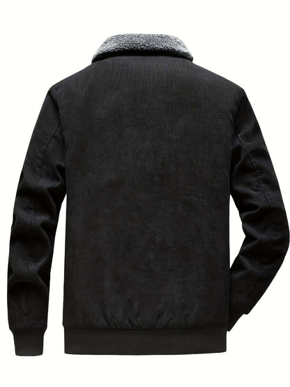 Herren-Winterjacke aus Cord mit Teddyfutter, Teddykragen und Reißverschluss, Ansicht 8