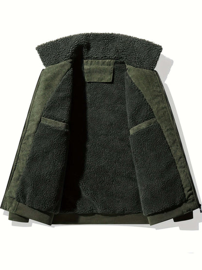 Herren-Winterjacke aus Cord mit Teddyfutter, Teddykragen und Reißverschluss, Ansicht 9
