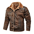 Herren-Winterjacke in Wildlederoptik mit Plüschkragen, warmem Futter und Brusttaschen
