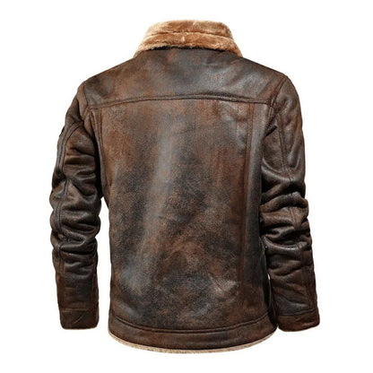 Herren-Winterjacke in Wildlederoptik mit Plüschkragen, warmem Futter und Brusttaschen, Ansicht 4