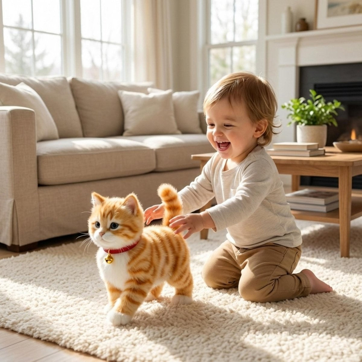 Interaktive Plüschkatze mit Laufbewegung, Miau-Geräusch und beweglichem Schwanz für Kinder, Ansicht 2