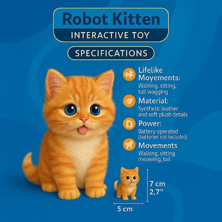 Interaktive Plüschkatze mit Laufbewegung, Miau-Geräusch und beweglichem Schwanz für Kinder, Ansicht 5