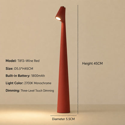 Kabellose LED-Tischlampe aus Metall mit Akku und 3-stufiger Touch-Dimmung in Rot