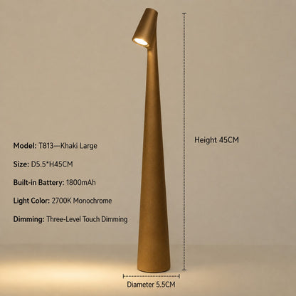 Kabellose LED-Tischlampe aus Metall mit Akku und 3-stufiger Touch-Dimmung in Braun
