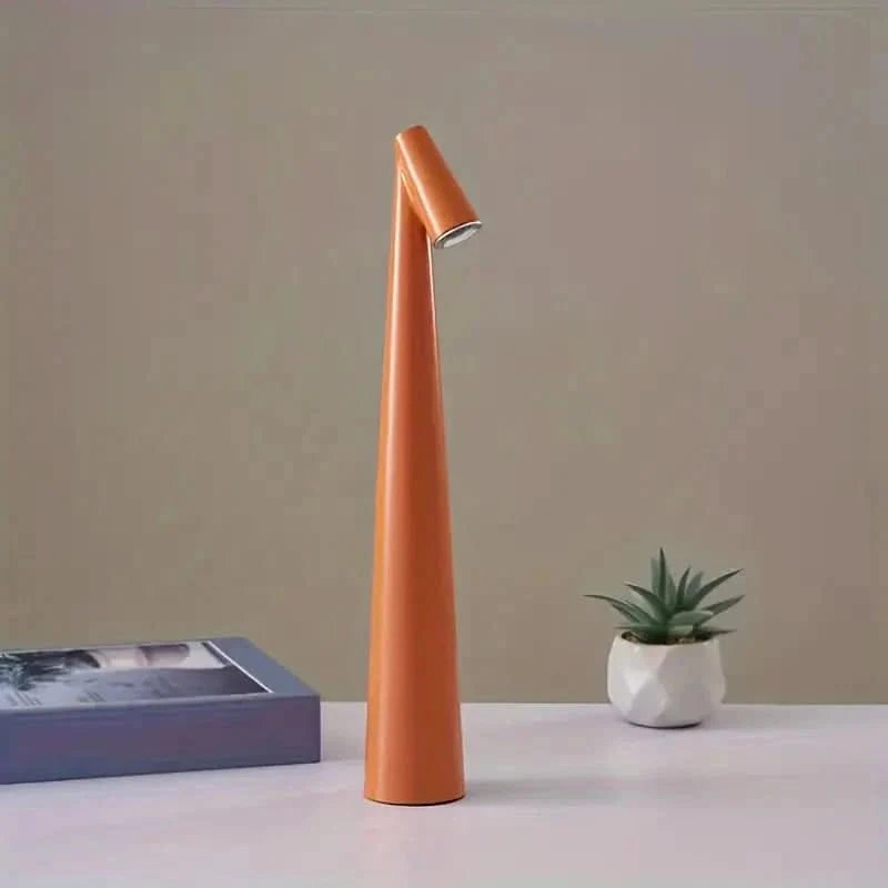 Kabellose LED-Tischlampe aus Metall mit Akku und 3-stufiger Touch-Dimmung in Orange