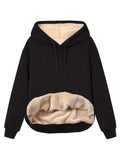 Kapuzenpullover mit warmem Fleecefutter, Kordelzug und Bündchen