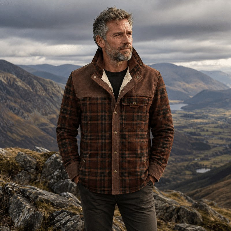 Karierte Herren-Hemdjacke mit Borg-Fleecefutter, Stehkragen und Brusttasche, Ansicht 6