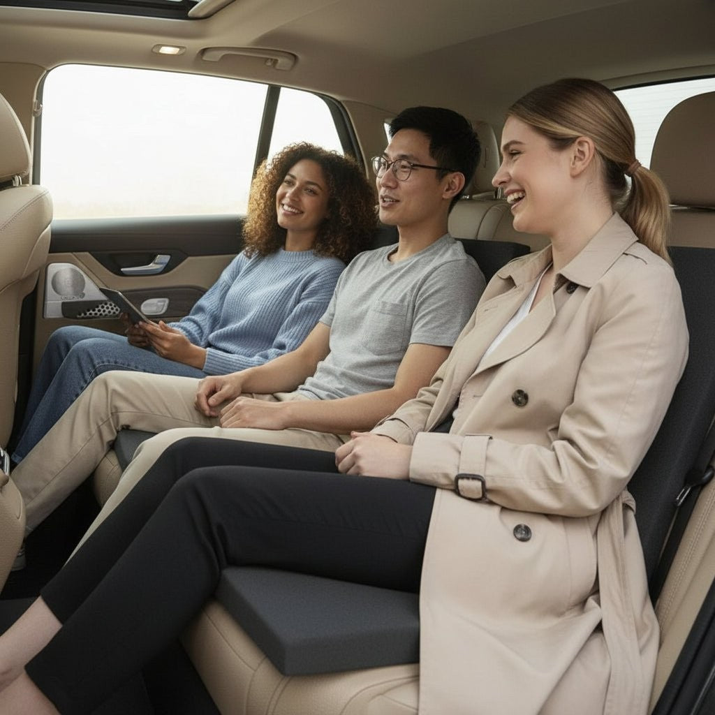 Keilförmiges Sitzkissen aus Memory-Foam für Autositze mit Ausgleich der Sitzneigung, Ansicht 4