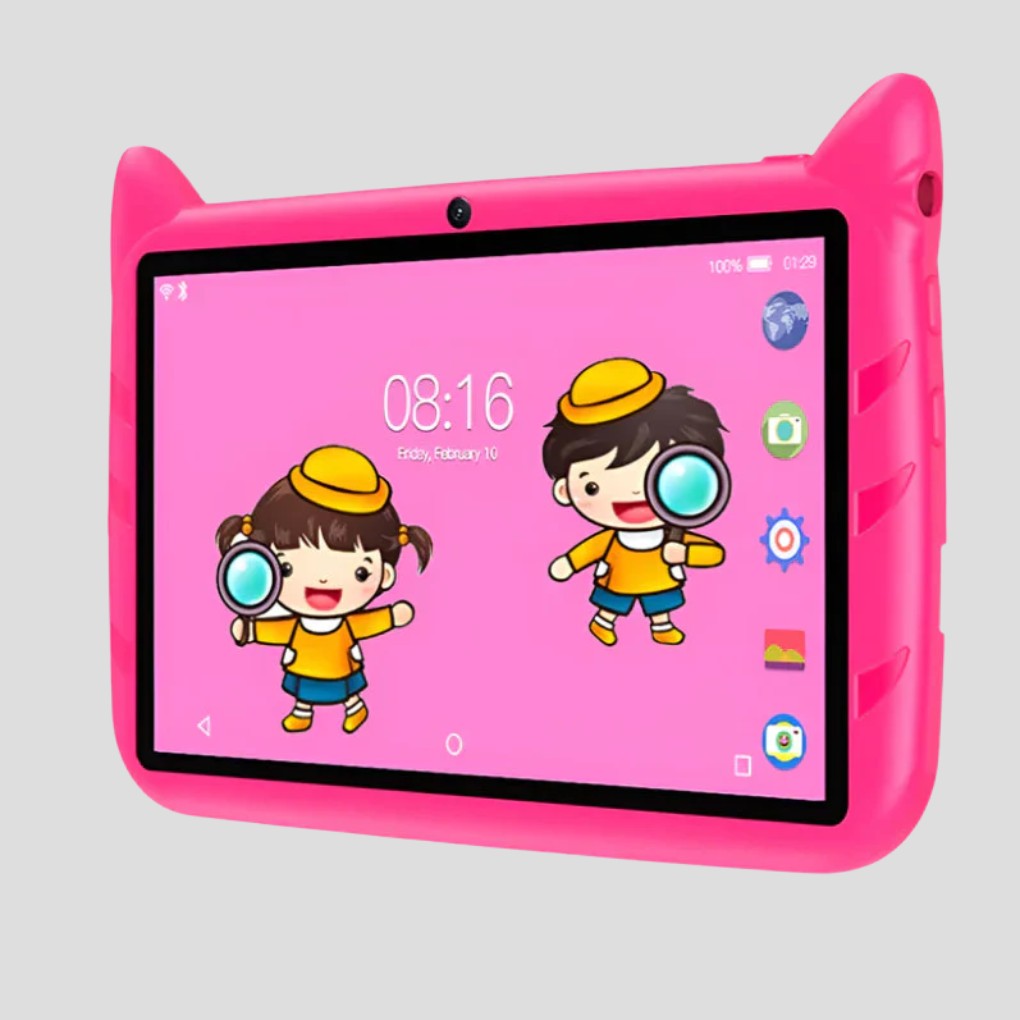 Kinder-Tablet mit 7-Zoll-Display, 4 GB RAM, 64 GB Speicher und Schutzhülle in Rosa