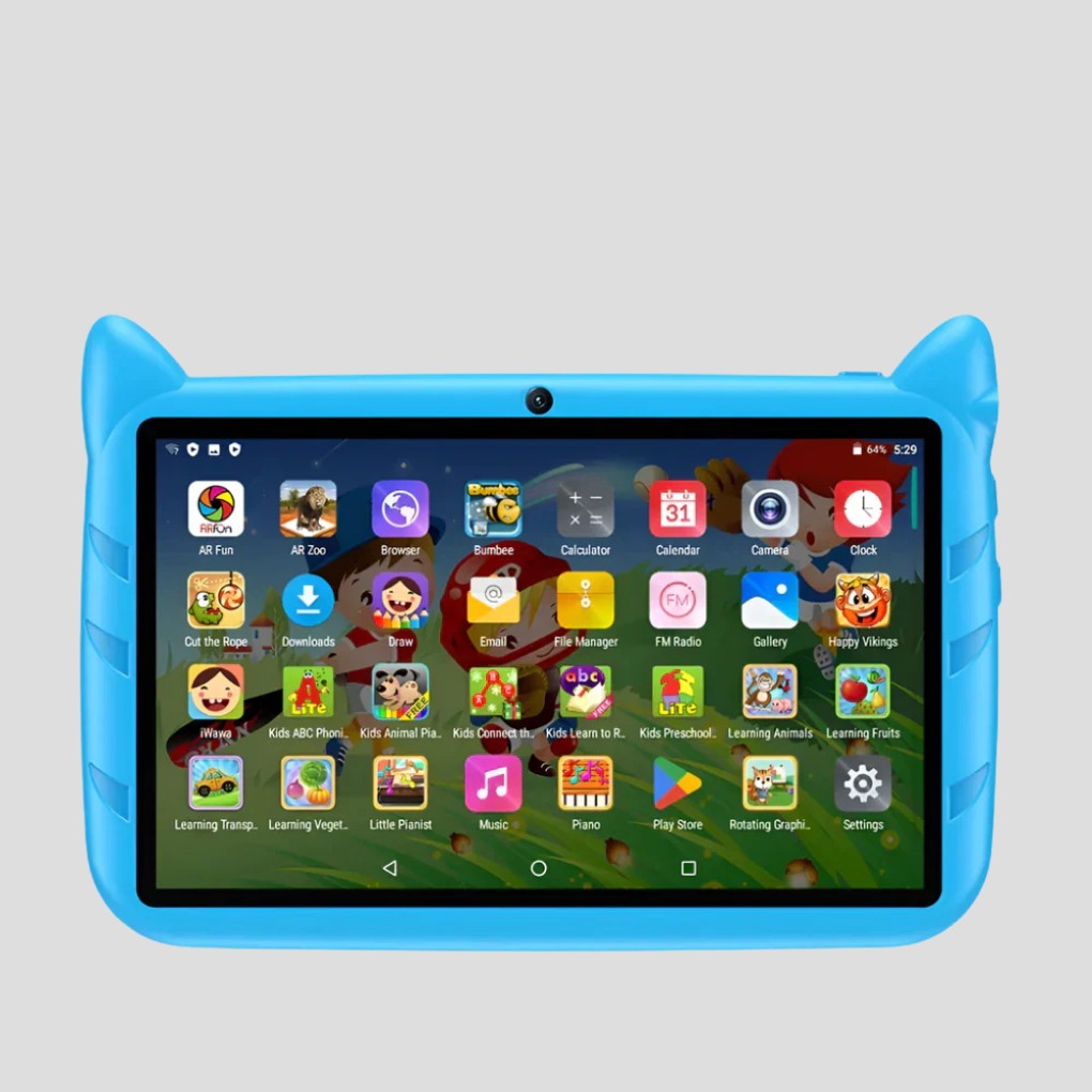 Kinder-Tablet mit 7-Zoll-Display, 4 GB RAM, 64 GB Speicher und Schutzhülle in Blau