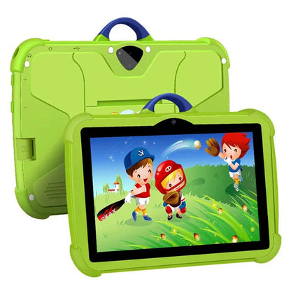 Kinder-Tablet mit 7-Zoll-Display, Android, 64 GB Speicher und Schutzhülle mit Tragegriff in Grün