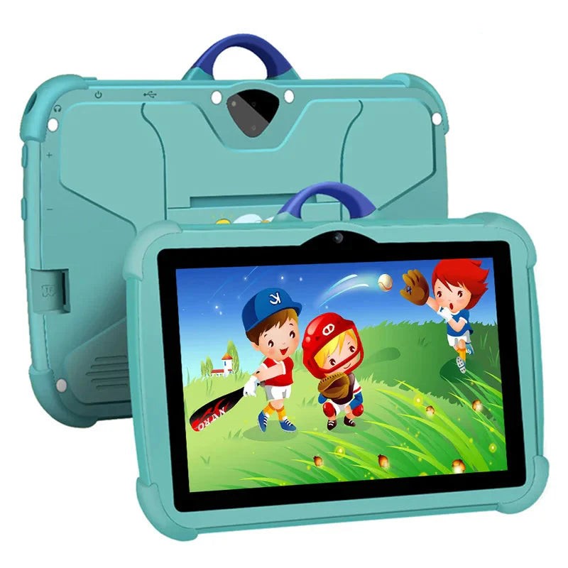 Kinder-Tablet mit 7-Zoll-Display, Android, 64 GB Speicher und Schutzhülle mit Tragegriff in Blau