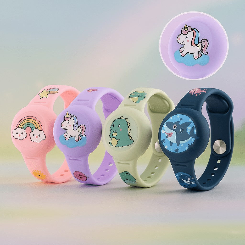 Kinderarmband mit rundem Tracker-Gehäuse, fröhlichem Motiv und verstellbarem Riemen, Ansicht 6