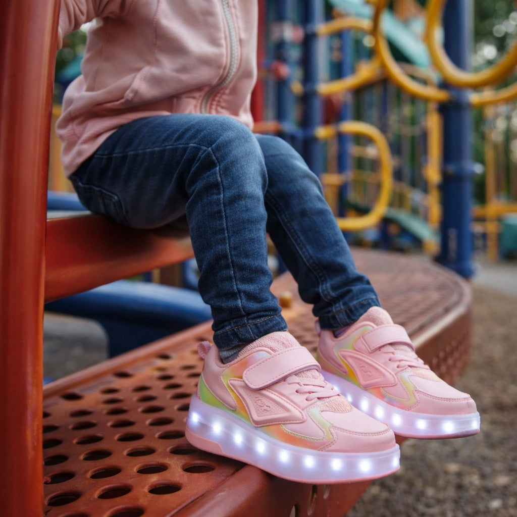 Kinderschuhe mit Rollen, LED-Leuchtsohle und Klettverschluss zum Gehen und Rollen, Ansicht 11