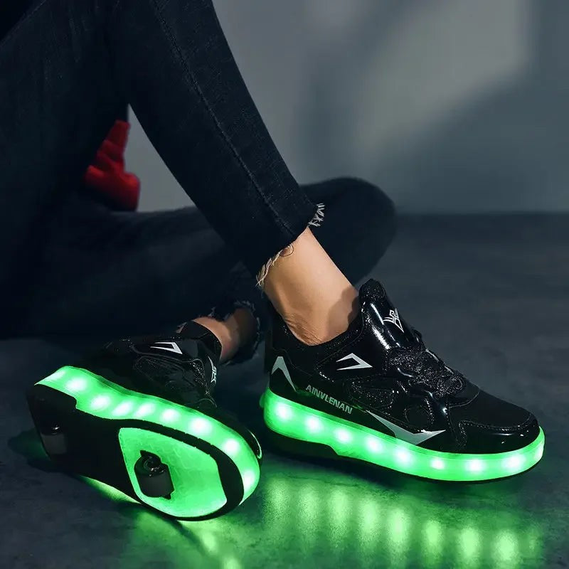 Kinderschuhe mit Rollen, LED-Leuchtsohle und Klettverschluss zum Gehen und Rollen, Ansicht 13