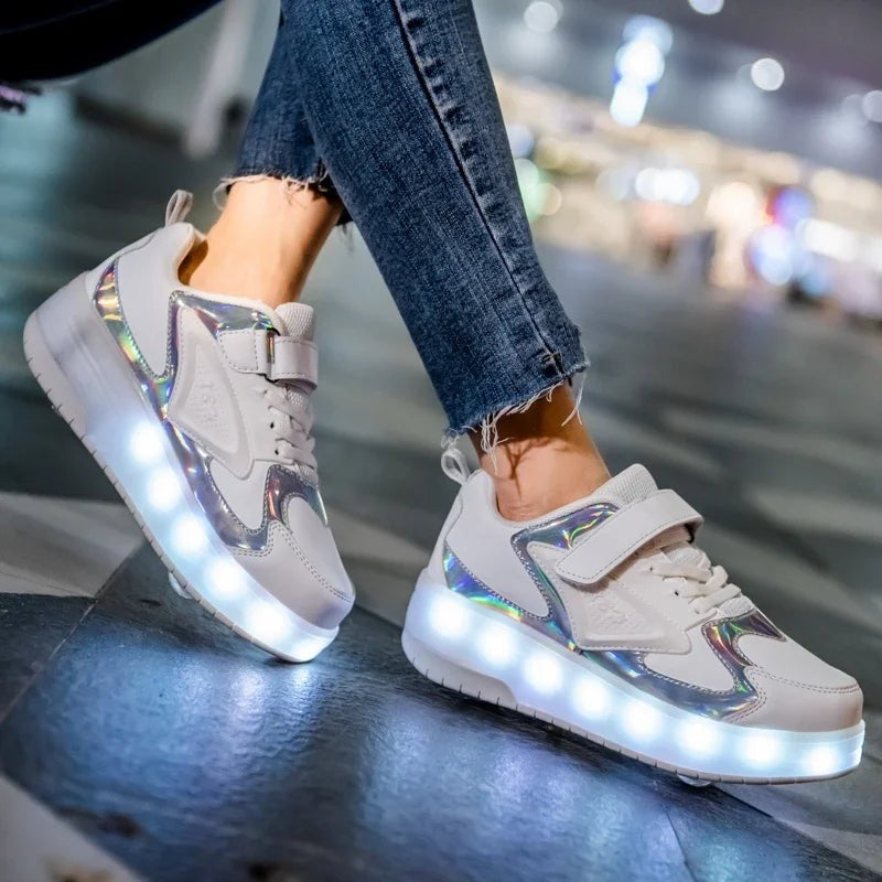 Kinderschuhe mit Rollen, LED-Leuchtsohle und Klettverschluss zum Gehen und Rollen, Ansicht 15