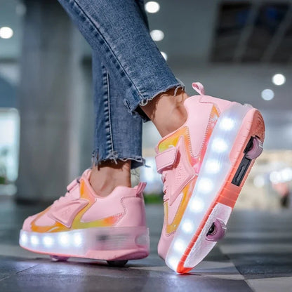 Kinderschuhe mit Rollen, LED-Leuchtsohle und Klettverschluss zum Gehen und Rollen, Ansicht 16