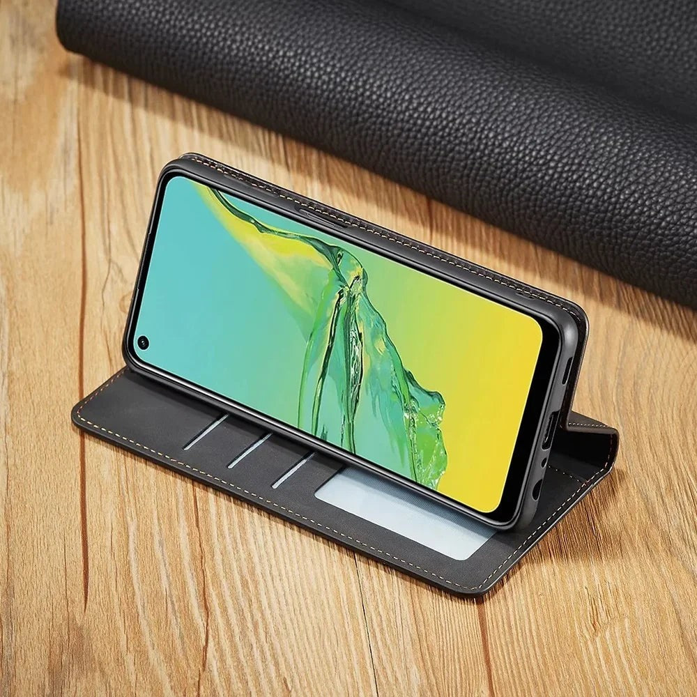 Klapphülle in Lederoptik mit Magnetverschluss, Kartenfächern und Standfunktion für Samsung Galaxy, Ansicht 6