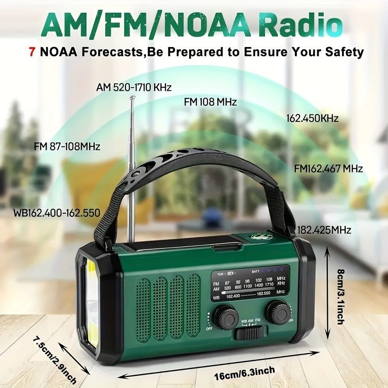 Kurbelradio mit Solarpanel, 10000-mAh-Akku und Taschenlampe für Notfall und Camping, Ansicht 3