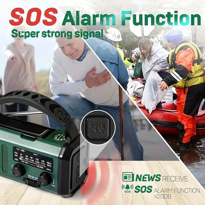Kurbelradio mit Solarpanel, 10000-mAh-Akku und Taschenlampe für Notfall und Camping, Ansicht 9