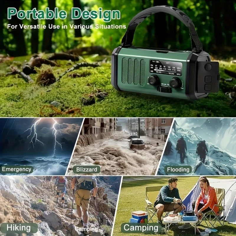 Kurbelradio mit Solarpanel, 10000-mAh-Akku und Taschenlampe für Notfall und Camping, Ansicht 10