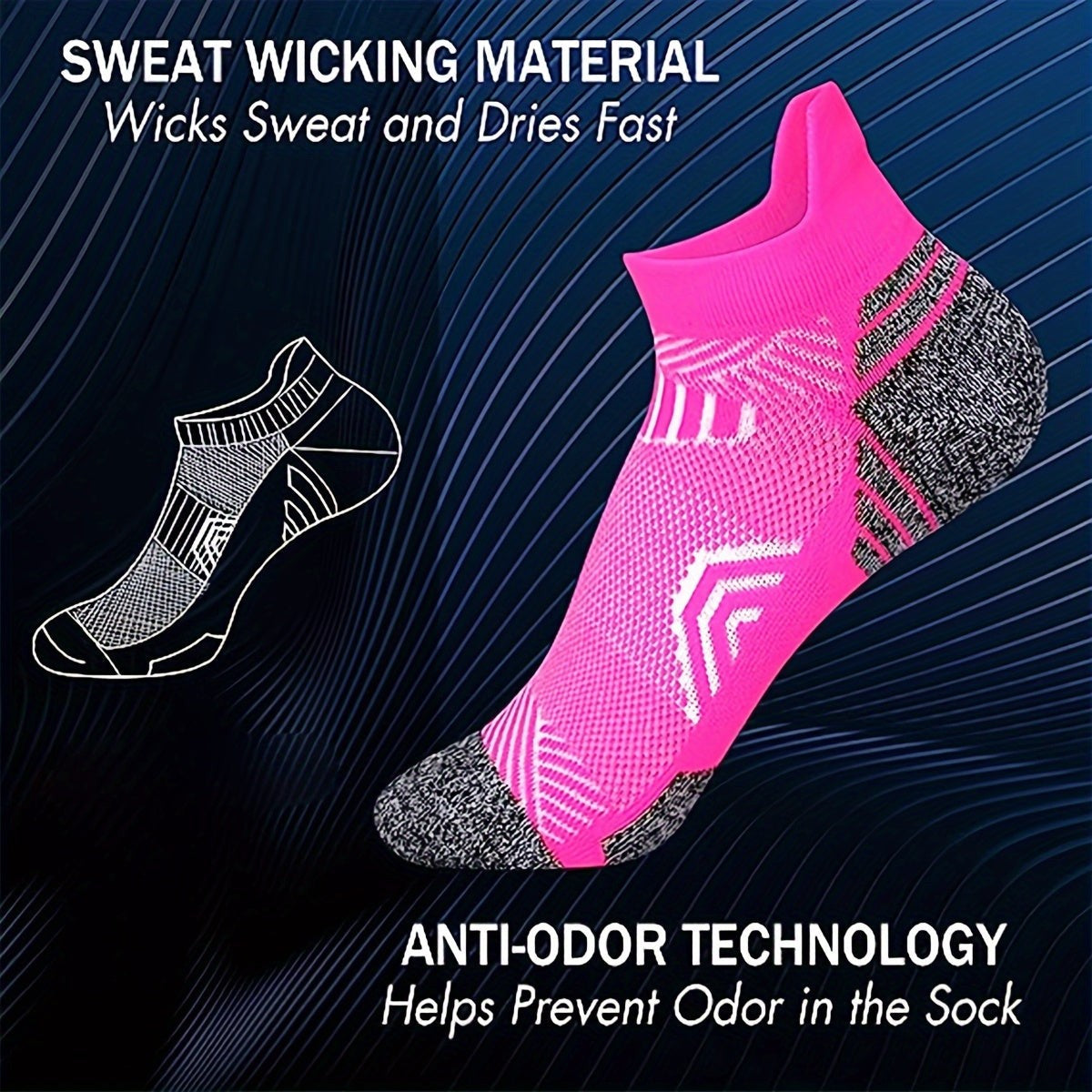Kurze Damen-Sportsocken mit Kompressionsstrick und gepolsterter Sohle im 5er-Set, Ansicht 8