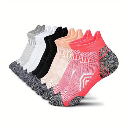 Kurze Damen-Sportsocken mit Kompressionsstrick und gepolsterter Sohle im 5er-Set in 5 Paar Bunt 3