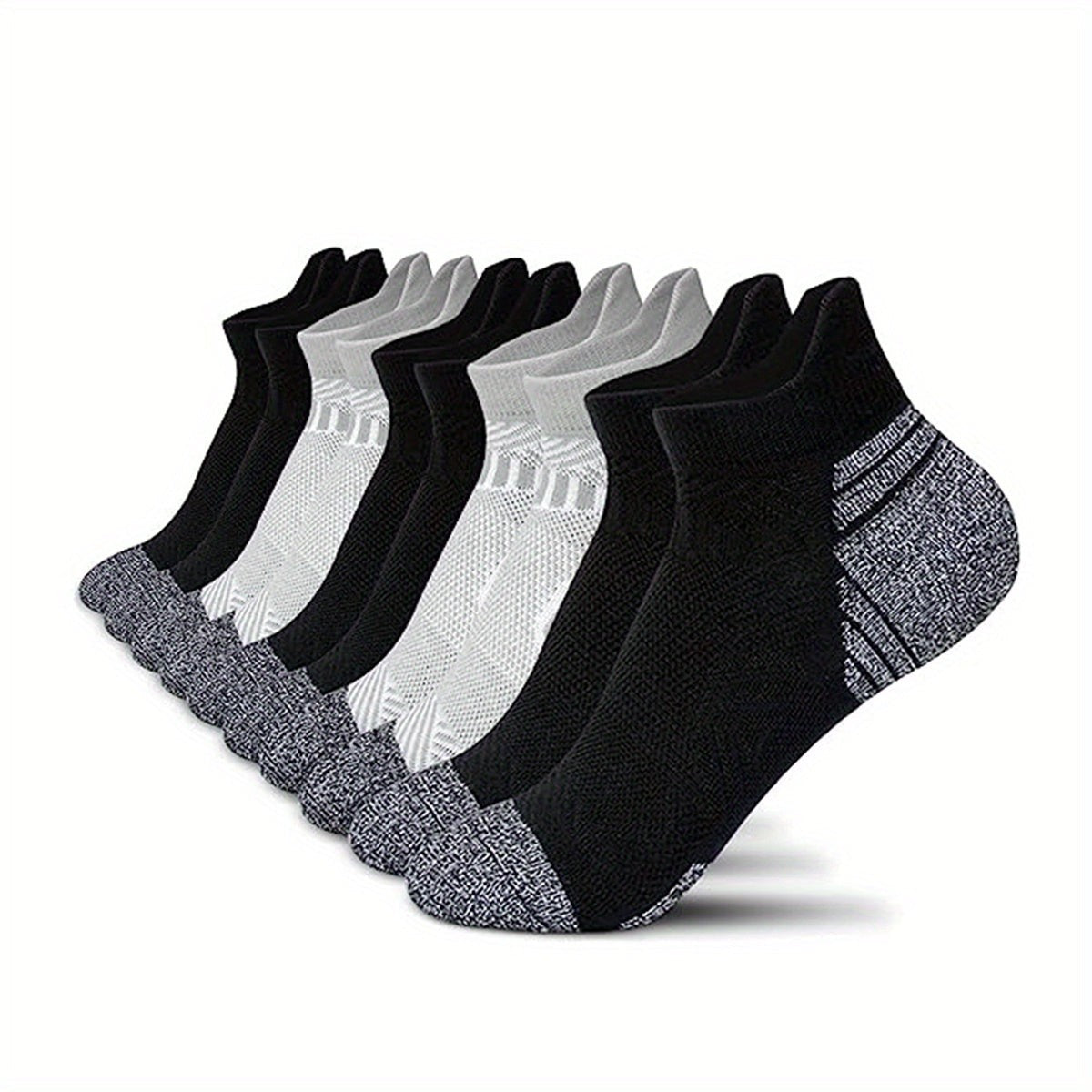 Kurze Damen-Sportsocken mit Kompressionsstrick und gepolsterter Sohle im 5er-Set, Ansicht 13