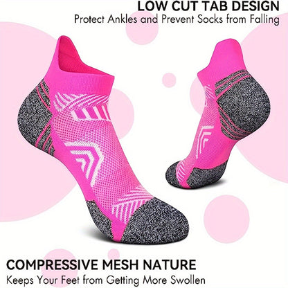 Kurze Damen-Sportsocken mit Kompressionsstrick und gepolsterter Sohle im 5er-Set, Ansicht 14