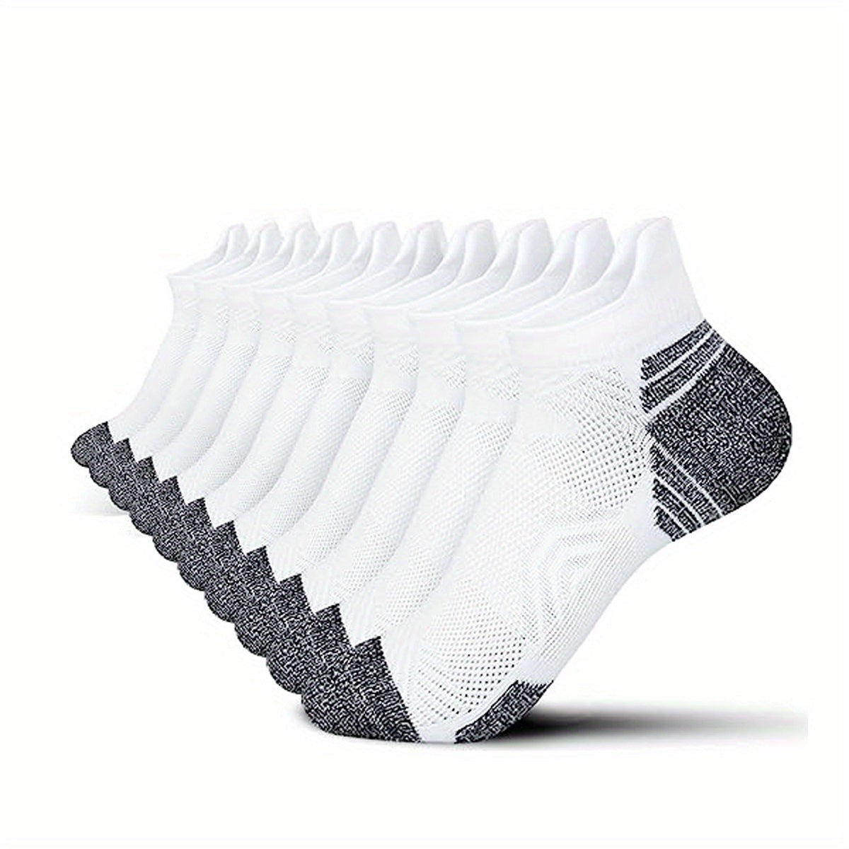 Kurze Damen-Sportsocken mit Kompressionsstrick und gepolsterter Sohle im 5er-Set in 5 Paar Weiß