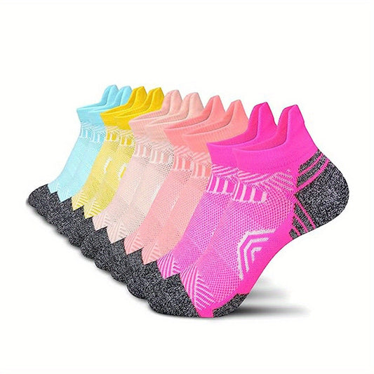 Kurze Damen-Sportsocken mit Kompressionsstrick und gepolsterter Sohle im 5er-Set in 5 Paar Bunt 2