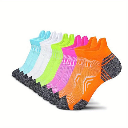 Kurze Damen-Sportsocken mit Kompressionsstrick und gepolsterter Sohle im 5er-Set in 5 Paar Bunt 1