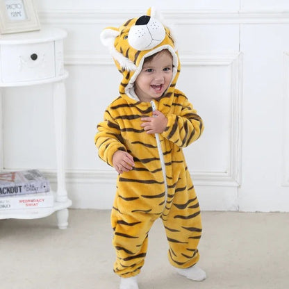 Kuscheliger Baby-Overall mit Tiermotiv, Kapuze und Reißverschluss aus Baumwolle und Polyester, Ansicht 3