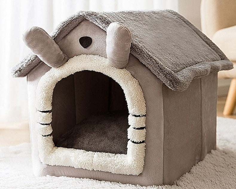 Kuscheliges Tierhaus mit Dach, abnehmbarem, waschbarem Bezug und rutschfestem Boden für Katzen und kleine Hunde, Ansicht 10
