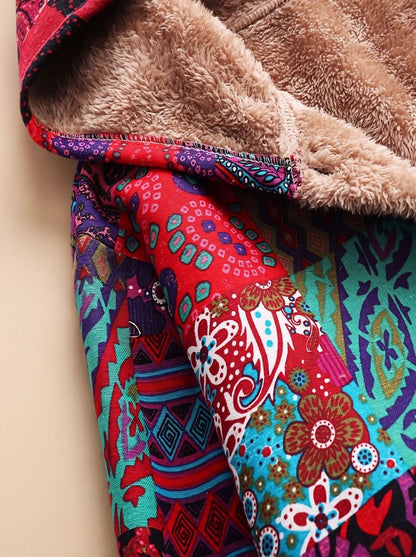 Lange Damen-Jacke im Patchwork-Design mit Fleecefutter, Kapuze und Knopfleiste, Ansicht 7