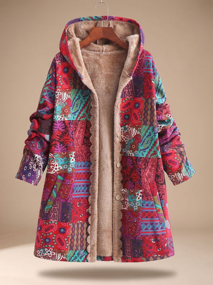 Lange Damen-Jacke im Patchwork-Design mit Fleecefutter, Kapuze und Knopfleiste, Ansicht 13