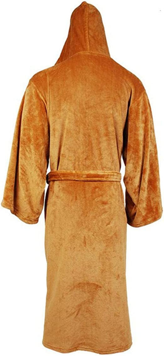 Langer Bademantel für Herren aus Flanell mit Kapuze, Gürtel und weiten Ärmeln, Ansicht 5